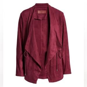 BLANK NYC NWT Domino Faux Suede Cinched Open Front Cardigan Jacket Purple XS